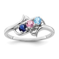 Sterling Silver Rhodium-plated Genuine 3 Stone Mother's Ring view 2