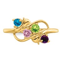 14K Yellow Gold Genuine 4 Stone Mother's Ring view 5