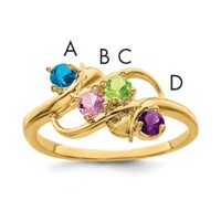 14K Yellow Gold Genuine 4 Stone Mother's Ring view 1