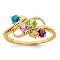 14K Yellow Gold Genuine 4 Stone Mother's Ring view 2