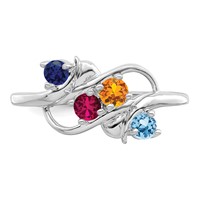 Sterling Silver Rhodium-plated Genuine 4 Stone Mother's Ring view 5