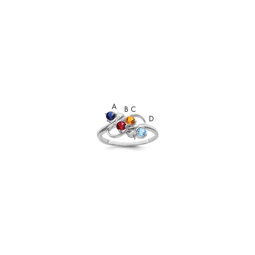 Sterling Silver Rhodium-plated Genuine 4 Stone Mother's Ring