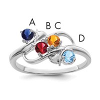 Sterling Silver Rhodium-plated Genuine 4 Stone Mother's Ring view 1