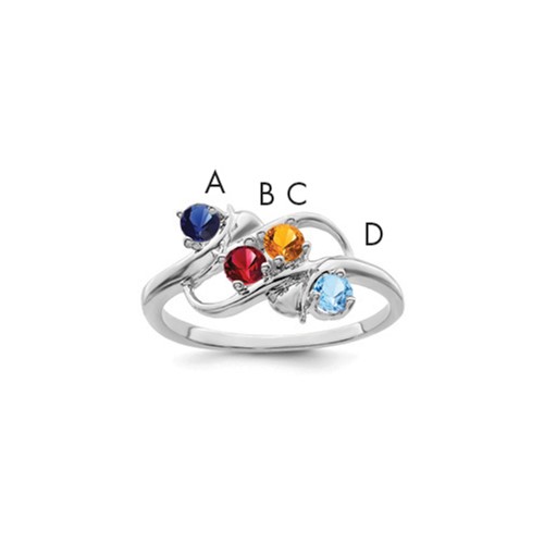 Sterling Silver Rhodium-plated Genuine 4 Stone Mother's Ring