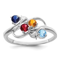 Sterling Silver Rhodium-plated Genuine 4 Stone Mother's Ring view 2