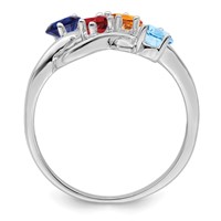 14K White Gold Genuine 4 Stone Mother's Ring view 3