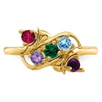 14K Yellow Gold Genuine 5 Stone Mother's Ring view 5