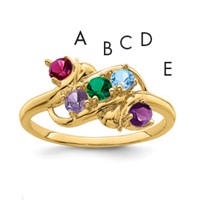 14K Yellow Gold Genuine 5 Stone Mother's Ring view 1