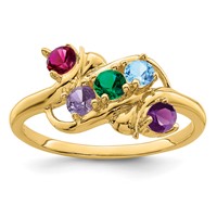 14K Yellow Gold Genuine 5 Stone Mother's Ring view 2
