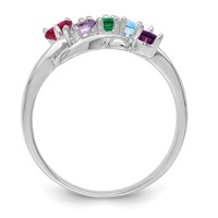 Sterling Silver Rhodium-plated Genuine 5 Stone Mother's Ring view 3