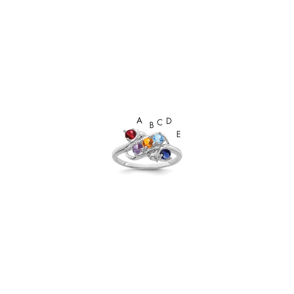 Sterling Silver Rhodium-plated Genuine 5 Stone Mother's Ring