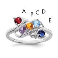 Sterling Silver Rhodium-plated Genuine 5 Stone Mother's Ring view 1
