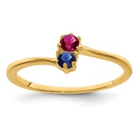 14K Yellow Gold Genuine 2 Stone Mother's Ring view 2