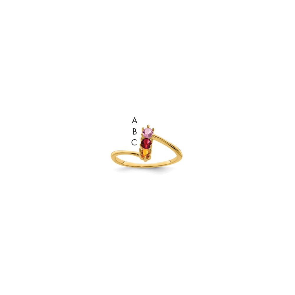 14K Yellow Gold Synthetic Family Jewelry Ring