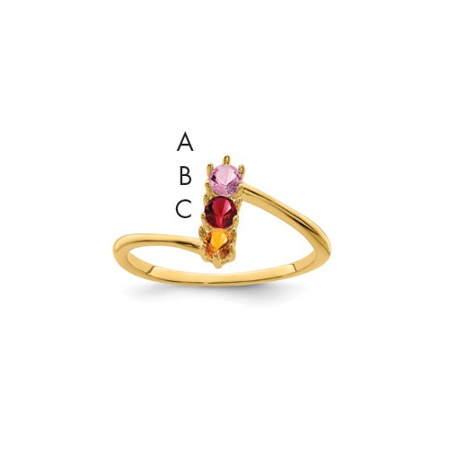 14K Yellow Gold Genuine 3 Stone Mother's Ring