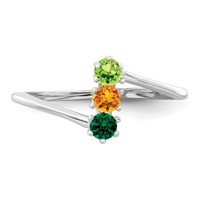 14K White Gold Genuine 3 Stone Mother's Ring view 5