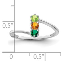 14K White Gold Genuine 3 Stone Mother's Ring view 4