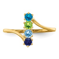 14K Yellow Gold Genuine 4 Stone Mother's Ring view 5