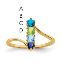 14K Yellow Gold Genuine 4 Stone Mother's Ring view 1