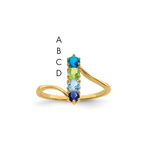 14K 3mm Yellow Gold Synthetic Family Jewelry Ring