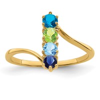 14K Yellow Gold Genuine 4 Stone Mother's Ring view 2