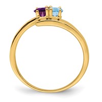 14K Yellow Gold Genuine 2 Stone Mother's Ring view 3