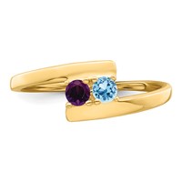 14K Yellow Gold Genuine 2 Stone Mother's Ring view 5