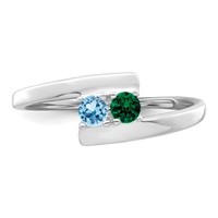 14K White Gold Genuine 2 Stone Mother's Ring view 5