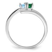 14K White Gold Genuine 2 Stone Mother's Ring view 3
