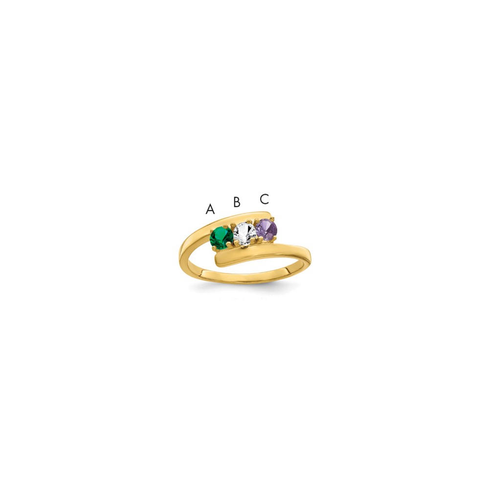 14K Yellow Gold Synthetic Family Jewelry Ring