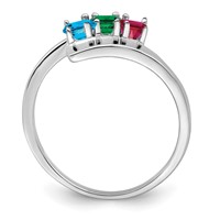 Sterling Silver Rhodium-plated Synthetic 3 Stone Mother's Ring view 3