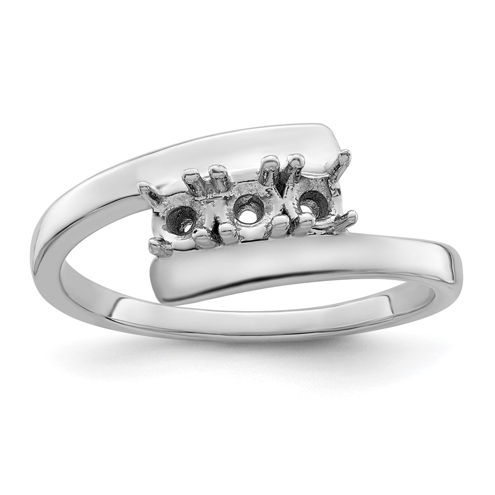 Sterling Silver Rhodium-plated Synthetic 3 Stone Mother's Ring (XMR16/3SSM-9)