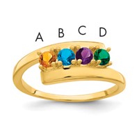 14K Yellow Gold Genuine 4 Stone Mother's Ring view 1