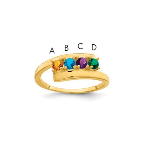 14K Yellow Gold Genuine 4 Stone Mother's Ring