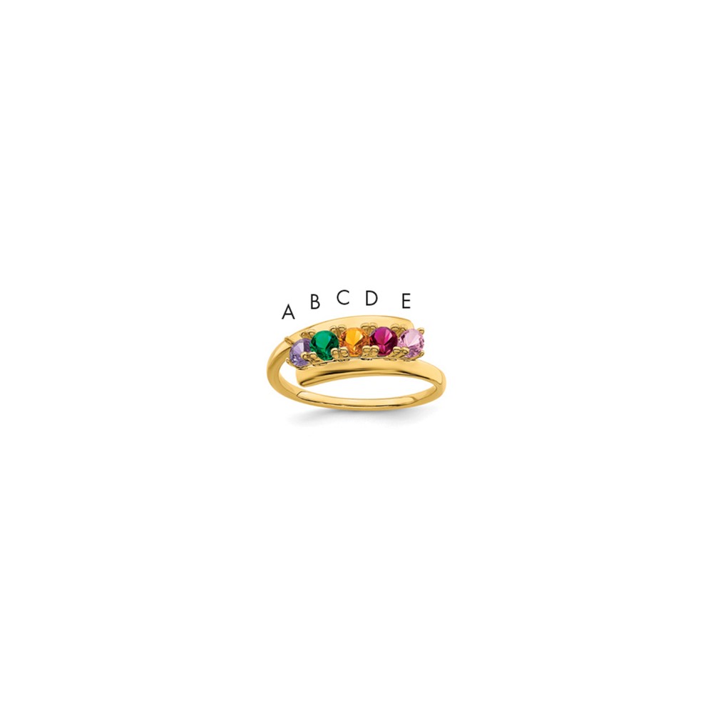 14K Yellow Gold Synthetic Family Jewelry Ring