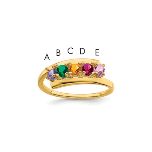 14K Yellow Gold Synthetic Family Jewelry Ring