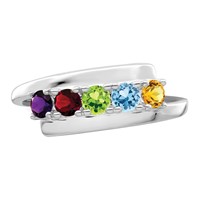 14K White Gold Genuine 5 Stone Mother's Ring view 5