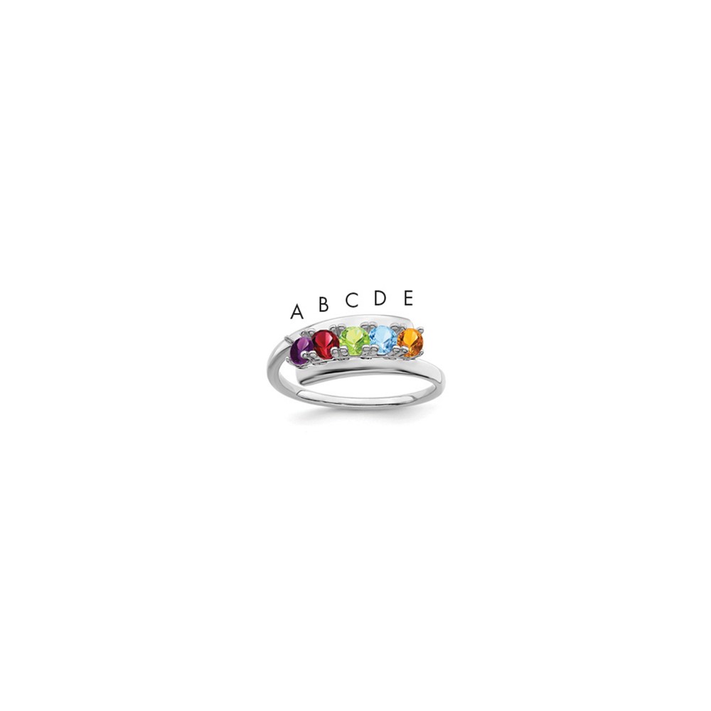 14K White Gold Genuine 5 Stone Mother's Ring