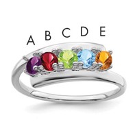 14K White Gold Genuine 5 Stone Mother's Ring view 1