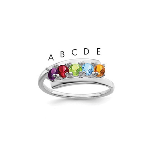 14K White Gold Synthetic Family Jewelry Ring