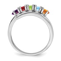 14K White Gold Genuine 5 Stone Mother's Ring view 3