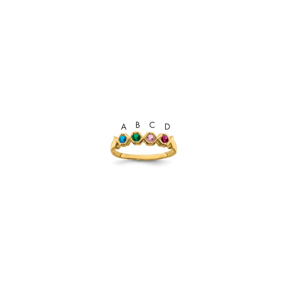 14K Yellow Gold Synthetic Family Jewelry Ring