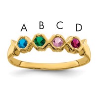 14K Yellow Gold Synthetic Family Jewelry Ring view 1