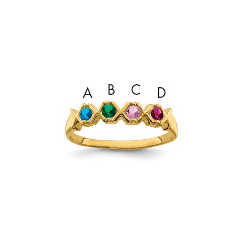 14K Yellow Gold Synthetic Family Jewelry Ring
