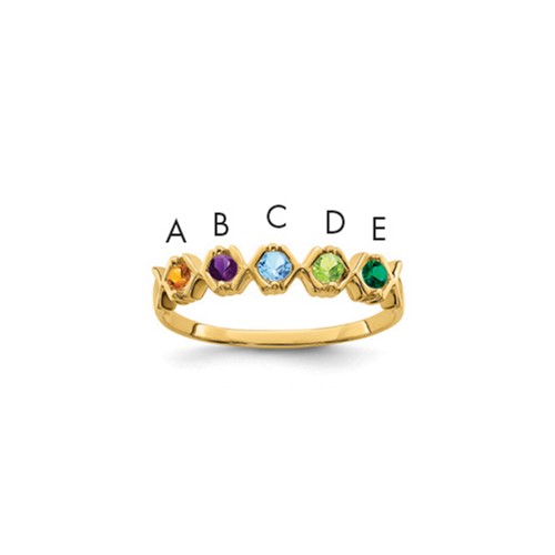 14K Yellow Gold Synthetic Family Jewelry Ring
