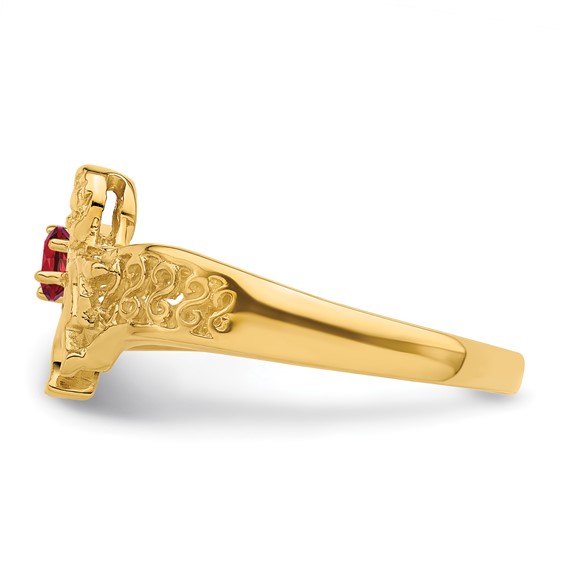 Birthstone Mothers Ring with Angel on Band