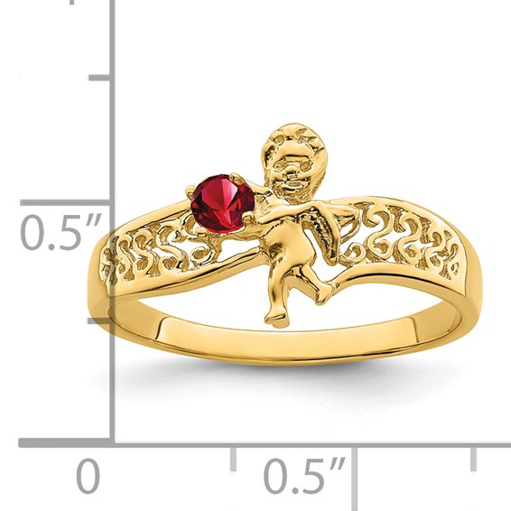 Birthstone Mothers Ring with Angel on Band