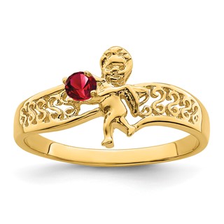 Birthstone Mothers Ring with Angel on Band