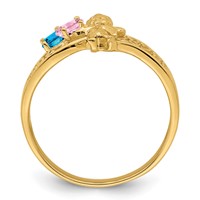 14K Yellow Gold Genuine 2 Stone Mother's Ring view 2