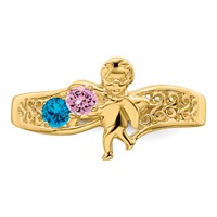 14K Yellow Gold Genuine 2 Stone Mother's Ring view 5